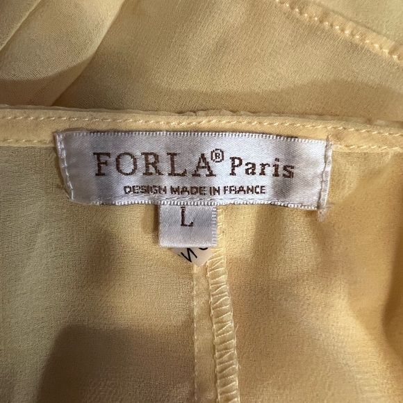 EUC sheer Flora designed in Paris tank blouse size L Yellow - Picture 3 of 9